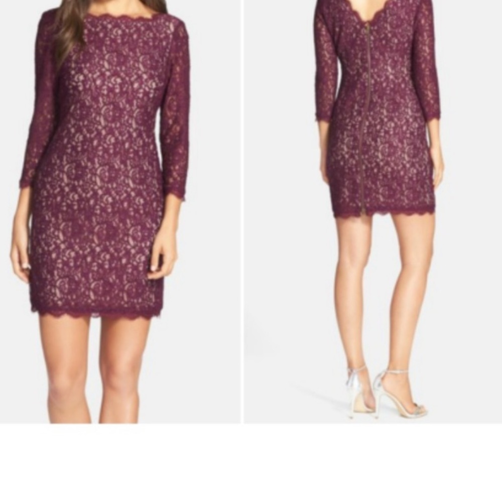 Adrianna Pappel Plum Purple Lace Dress Size 8